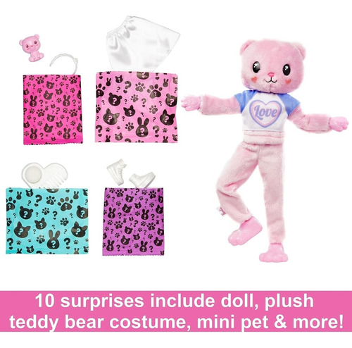Barbie Cutie Reveal Muñeca Disfraz Osito Rosa 10 Sorpresas