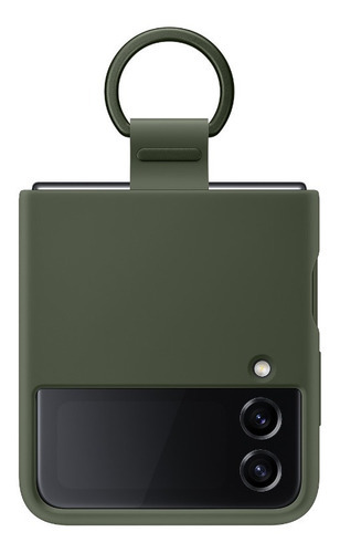 Capa de silicone Samsung com anel Galaxy Z Flip 4 Origin verde escuro