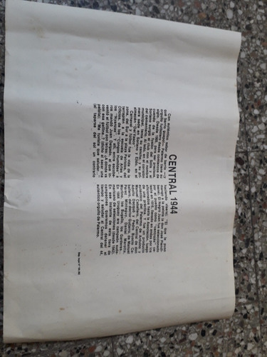 Antiguo Póster Original Fútbol Central Año 1944 Campeón (Usado)
