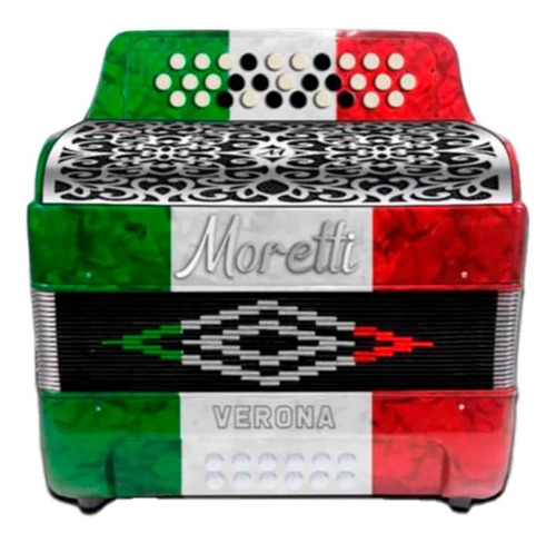 Moretti Verona Acordeón Botones Tono Fa Estuche Y Correas Color Verde