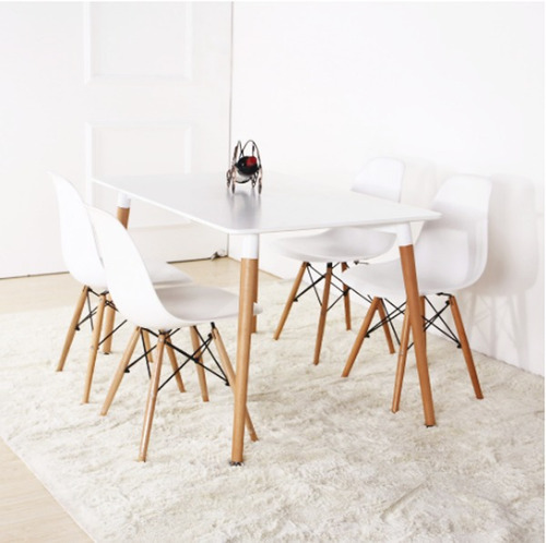 Juego Comedor Eames Mesa 120x80 + 4 Sillas Muebles Metinca