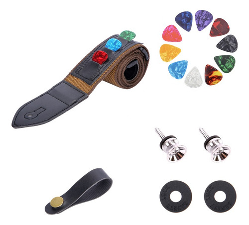 Kit De Correa De Guitarra De Algodón Avidio C/accesorios
