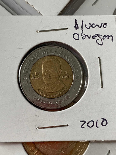 Moneda Álvaro Obregón Centenario De La Revolución $5 Pesos