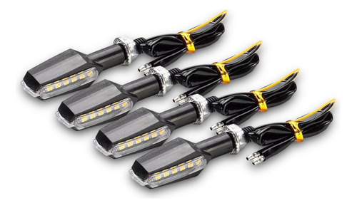 Juego De 4 Faros Luz De Giro Led Ambar Motos Universal A-vip