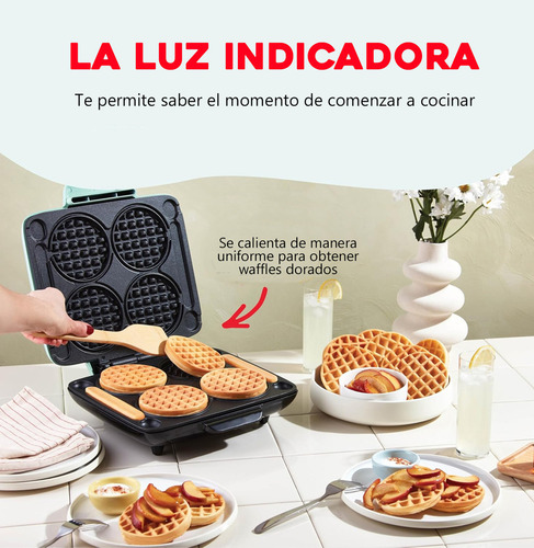 Máquina para 4 miniwaffles aqua Dash DMMW400GBAQ04