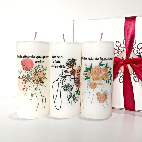 Set De 3 Velones Personalizados, Aromáticos Para Regalar!!