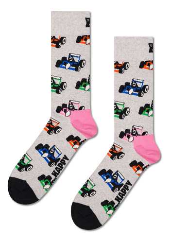 Calcetines Originales Happy Socks Coche De Carreras Unisex Gris Estampado 26 Cm - 30 Cm Del Pie