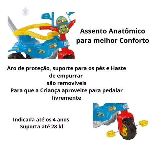 Triciclo Tico Tico Bichos Motoca Infantil Velotrol Menino Azul