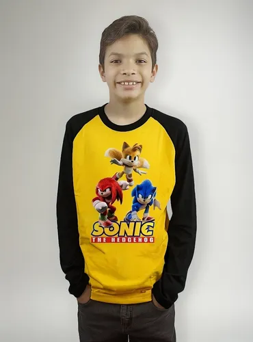 Polera De Sonic Manga Larga Estampada Dtf Cod 002