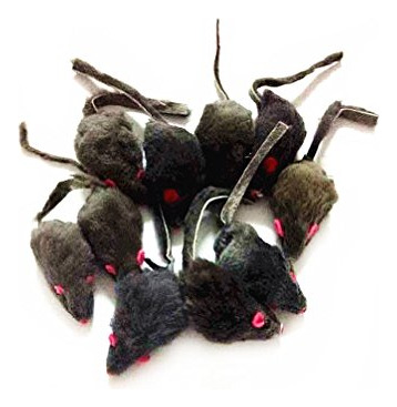 Juguete Gatos Ratones Peludos, Pack 12, Gris