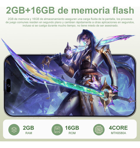 Android Celulares I16 Pro Max 6.6 Pulgadas Barato Ram2gb Y Rom16gb