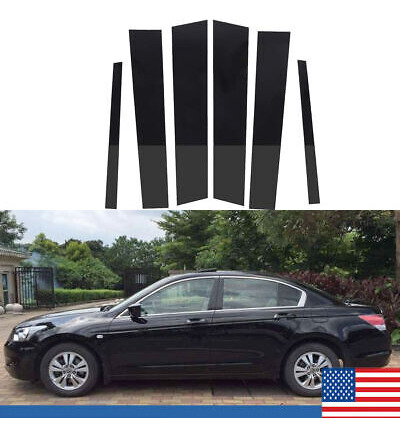 Black Pillar Posts For Honda Accord 08-2012 6pcs Cover D Jjb