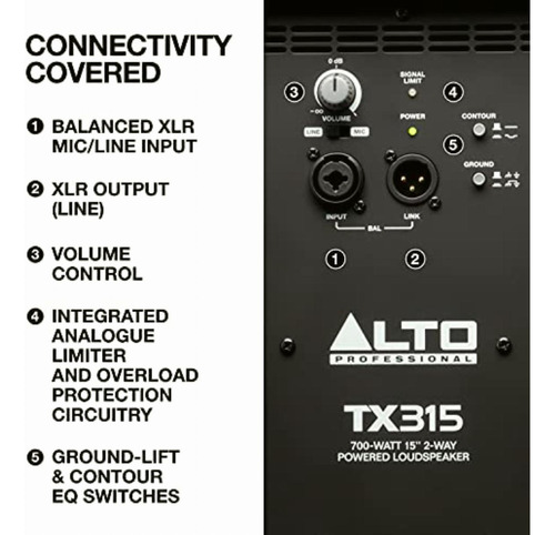 Alto Professional Tx315 Bocina Amplificada De 700 W, 15 Y 2