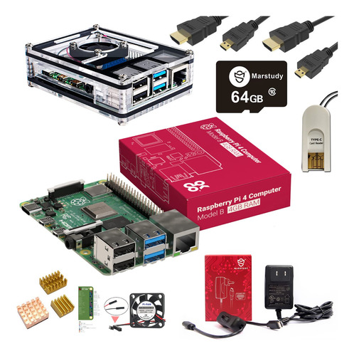 Marstudy Raspberry Pi 4 Model B Ultimate Starter Kit 64 Gb