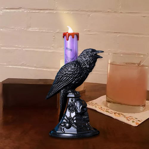 Luz De Vela De Halloween, Lâmpada De Mesa De Corvo Gótico,