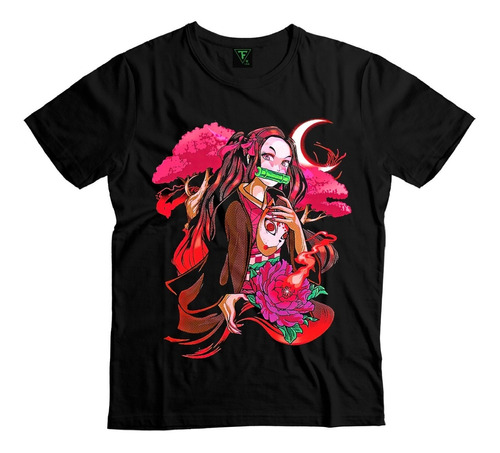 Polera Nezuko Dibujo Demon Slayer Anime Algodón Niño Niña