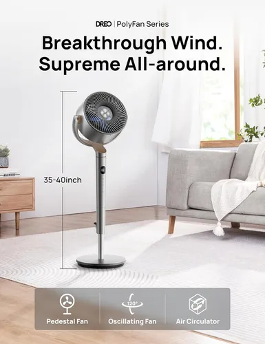 Ventilador De Pie Dreo, 120°+120°omni-direccional Oscilan...