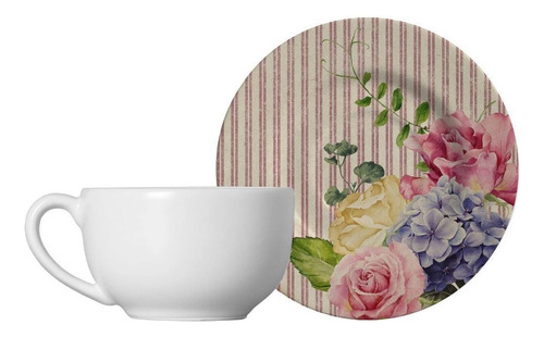 Aparelho De Jantar Chá 20 Peças Decoupage Flowers Alleanza Cor Estampado