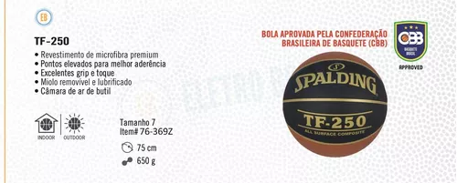 Bola De Basquete Spalding TF250 CBB Preta - Microfibra - Indoor