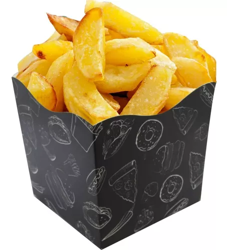 500 pçs Embalagem Batata Frita - Linha Black