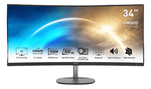 Monitor Curvo Msi Pro Mp341cq 34  Ultrawide (2k) 100hz