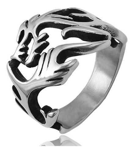 Anillo Dragon Forjado En Titanio Alto Pulido Argolla Premium