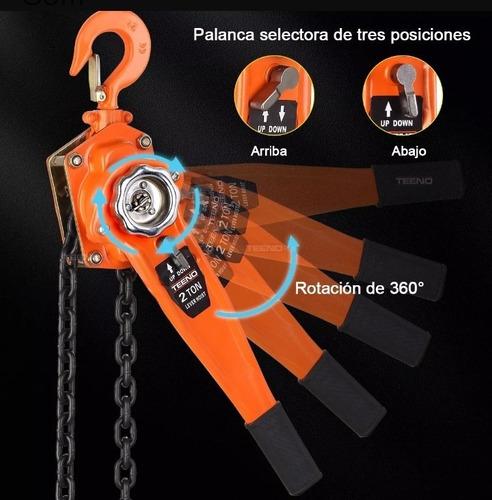 Polipasto De Palanca 2 Ton 3 Metros De Cadena