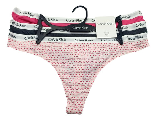 Set 3 Tangas Algodón Calvin Klein Mujer Figuras Original