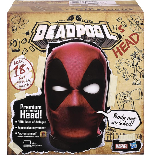 Limited Ed Deadpool Cabeza Premium Interactiva Gestos Sonido Rojo