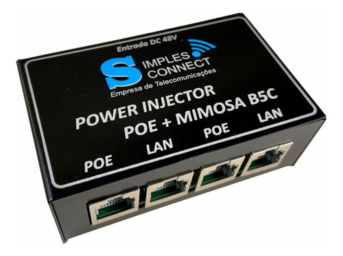 Mini Patch Panel Poe+10/100/1000 Mbps 2 Portas P/ Mimosa B5c