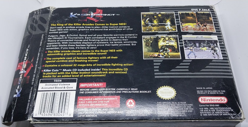 Killer Instinct Sns-akle-usa K. Cuts Sellado Snes Completo (Usado)