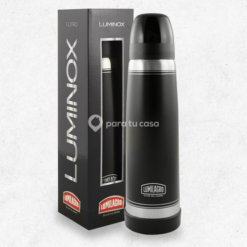 Termo Lumilagro Luminox Negro De Acero Inoxidable 1 L