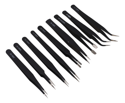 Pinzas Antiestáticas De Acero Inoxidable, 9 Piezas