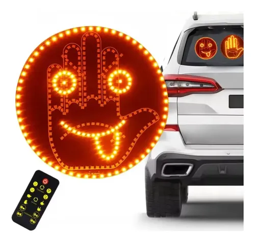 Luz LED divertida de exprión Facial para coche con Control remoto, ventana trasera, lámpara de Luz LED divertida de exprión Facial para coche con Control remoto, ventana trasera, lámpara de