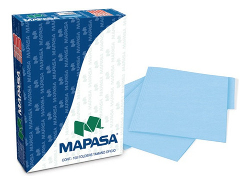 Folder Mapasa Tamaño Oficio Color Azul 100pzs Pa0002 Color Azul Pastel