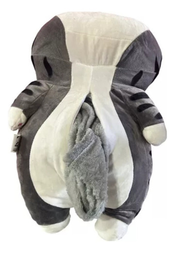 Peluche Frazada Y Almohada De Gato Color Gris
