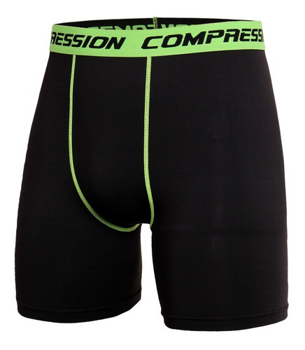 Imagen 1 de 3 de Calzas Corta De Compresion  Numero 18.negro Costuras Verde
