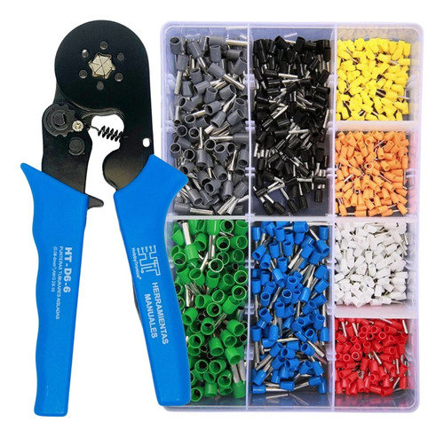  Kit Pinza Crimpeadora Y 800 Terminales Tubular Tif Variados