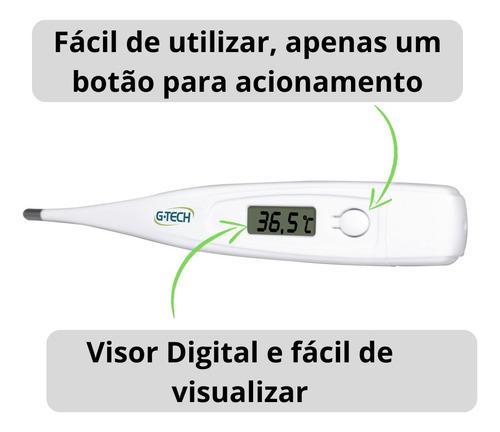 Termômetro Clínico Digital G-tech Branco Thgt1027b