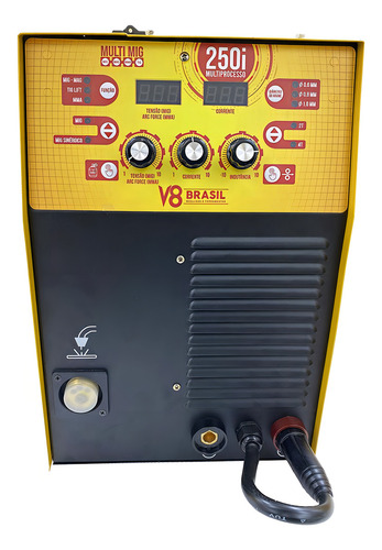 Maquina De Solda Inversora Multiprocesso Mig 250i Tig Mma V8 Cor Amarelo / Maquina De Solda