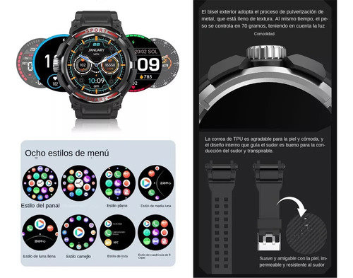Gh Reloj Inteligente Para Hombre Bluetooth 2 En 1 Con Audífonos