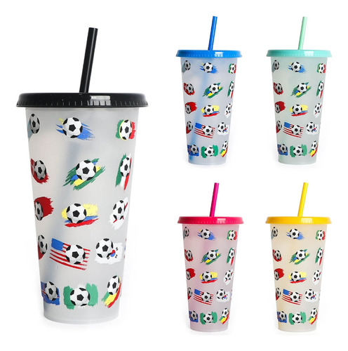 Vaso Con Forma De Pajita Con Tapa (bl), Reutilizable, De Plá