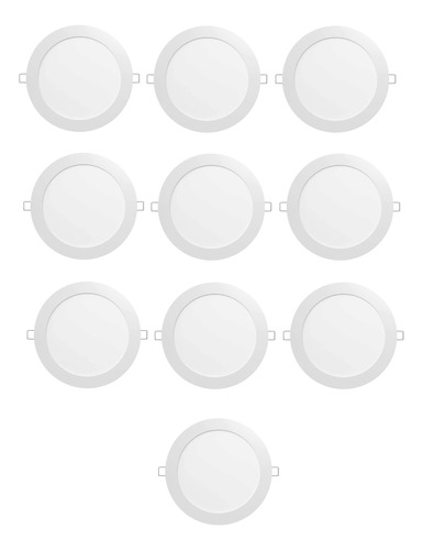 Foco Panel Led 18w Redondo Embutido 22cm Blanco Neutro X10