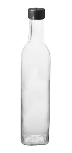 Botella Vidrio Aceite 500cc Cuadrada Transparente C/tapa X60