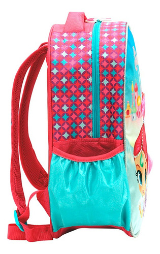 Mochila Back Pack Escolar Shimmer And Shine Kinder Infantil Color Agua Diseño De La Tela Lisa