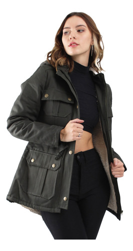 Parka Gabardina Con Corderito De Mujer - Talles Grandes