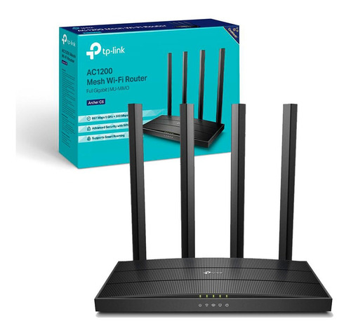 Roteador Wireless Tp-link Archer C6 Ac1200 Gigabit 100/1000 Wi-fi Dual Band Mu-mimo 1200 Mbps