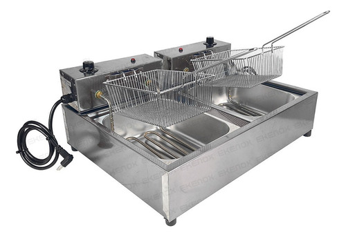 Fritadeira Industrial Elétrica Ekenox Master Inox Dupla