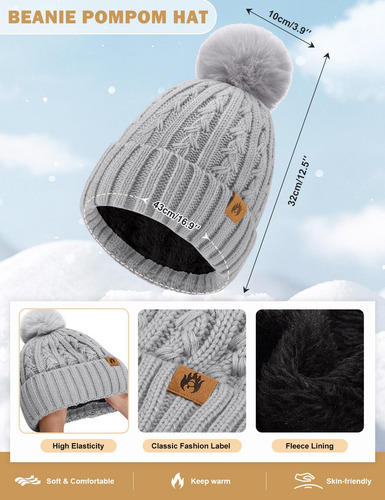 Gorro De Invierno Para Mujer, Bufanda Larga, Guantes De