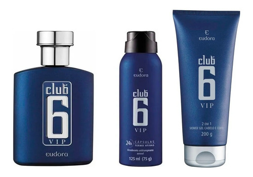 Club 6 Vip Colônia + Desodorante + Shampoo Shower Gel